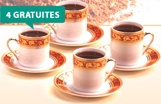 4 tasses et sous-tasses offertes